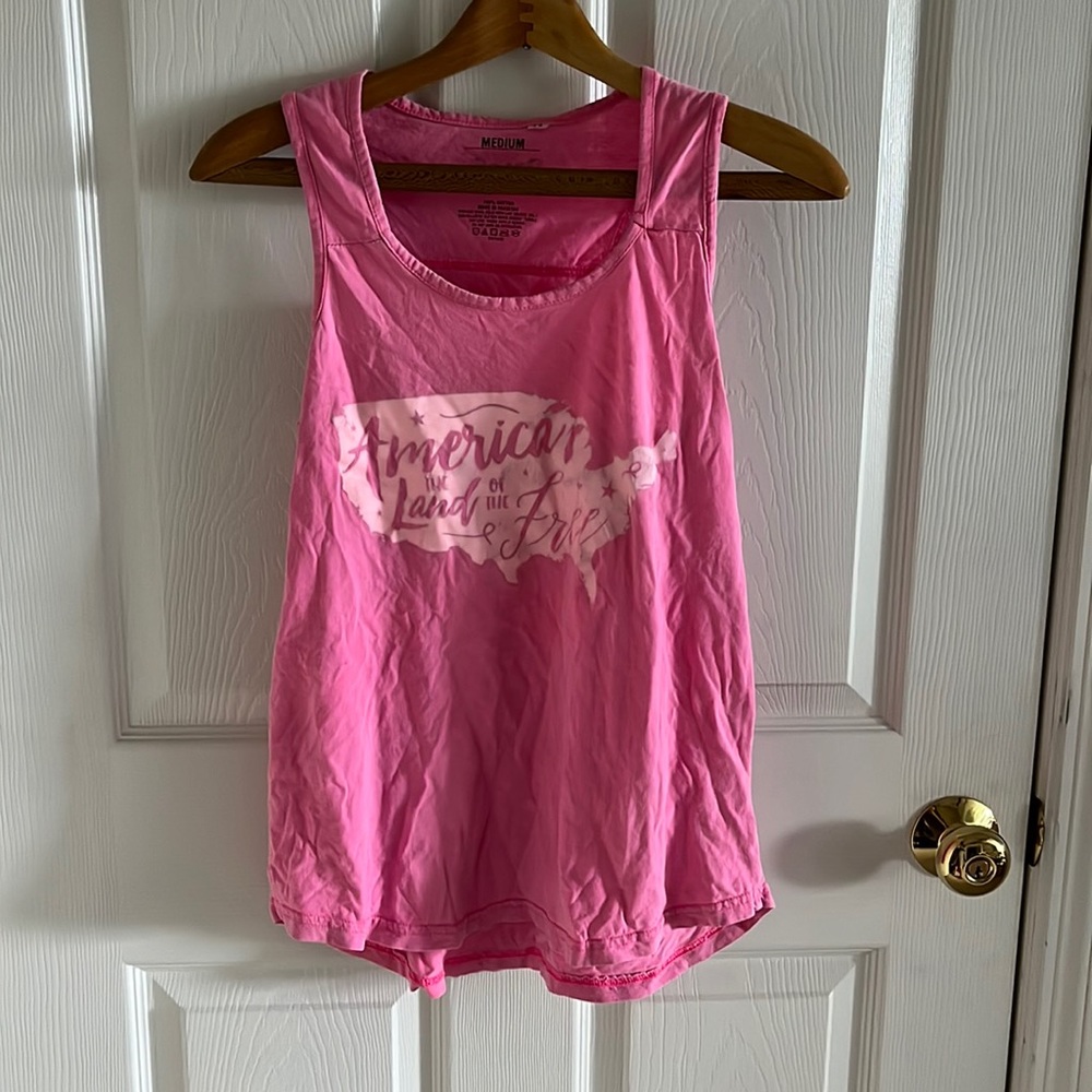 Royce America The Land Of The Free Pink Tank Top Size Medium